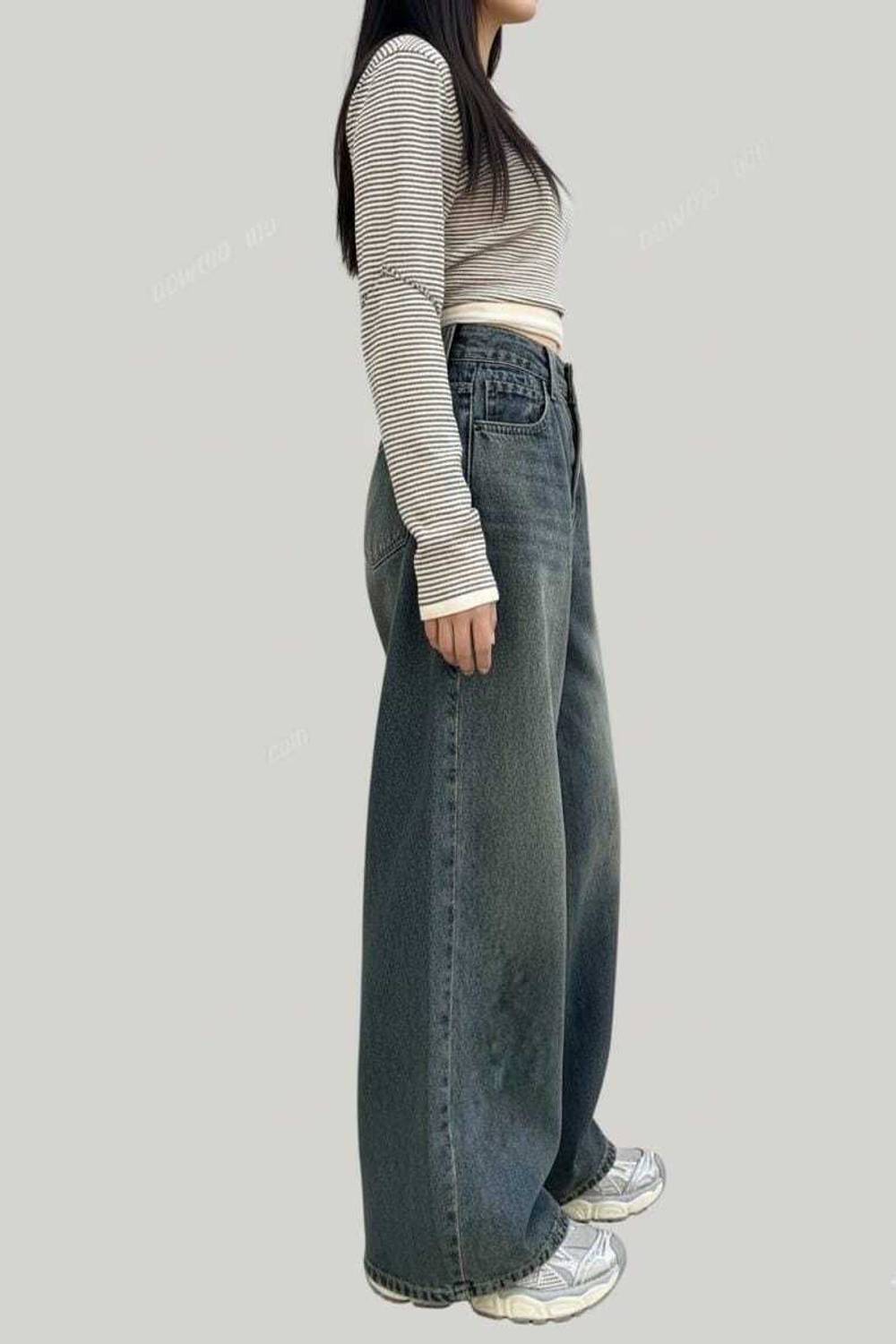 Zuya Wide Leg Women Green Jeans - Image 3