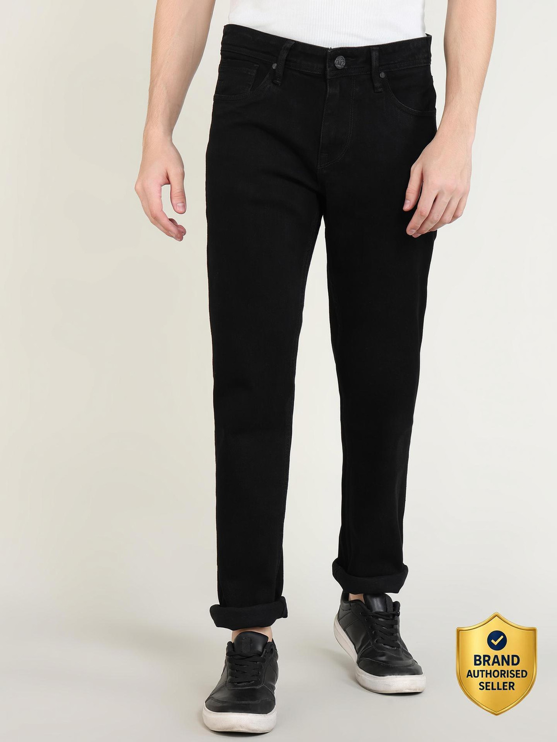 Image of INTEGRITI Men Slim Mid Rise Black Jeans