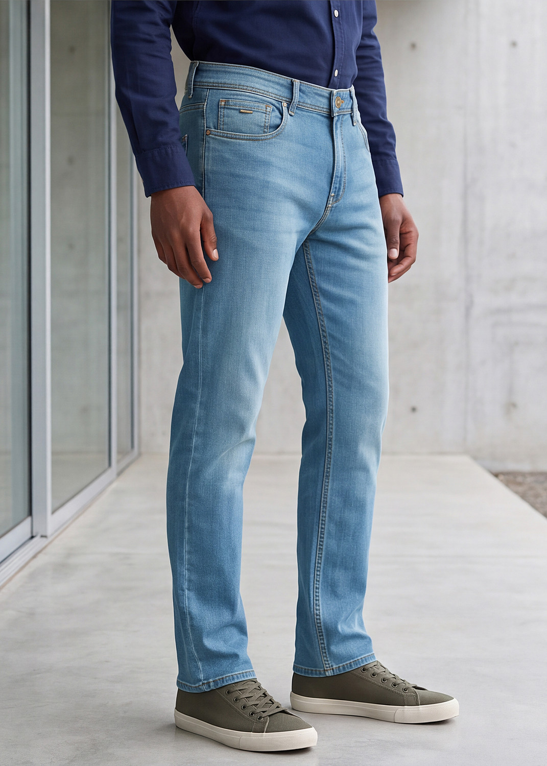 Image of KILLER Men Straight Fit Mid Rise Light Blue Jeans