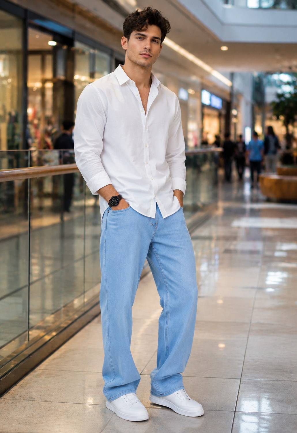 DENIM LOOK Loose Fit Men Light Blue Jeans - Image 5