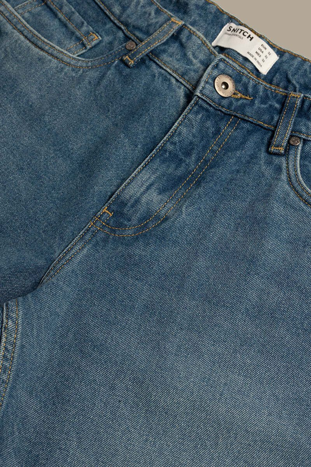 Image of Snitch Relaxed Fit Men Blue Jeans