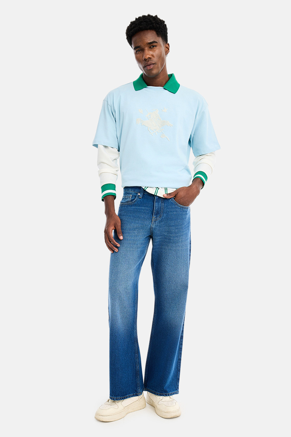 Image of Snitch Flared Men Blue Jeans