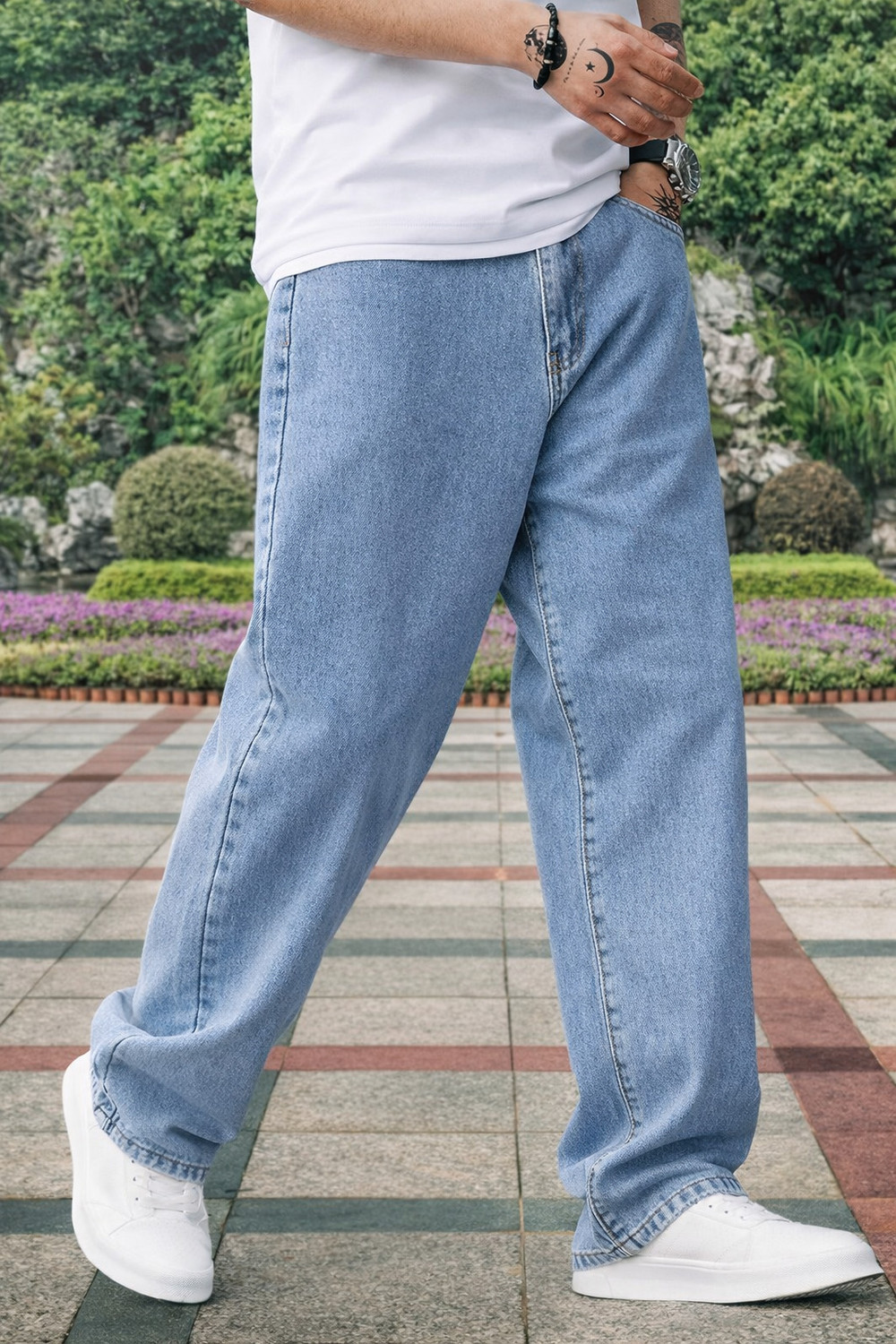 Image of ZARUME Straight Fit Men & Women Light Blue Jeans