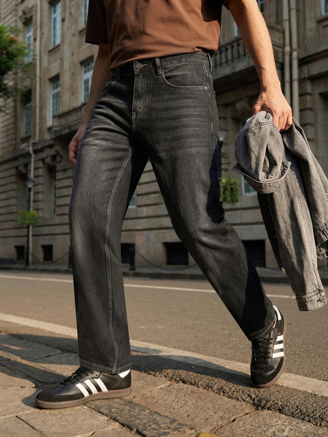 Image of Urbano Fashion Relaxed Fit Men Grey Jeans