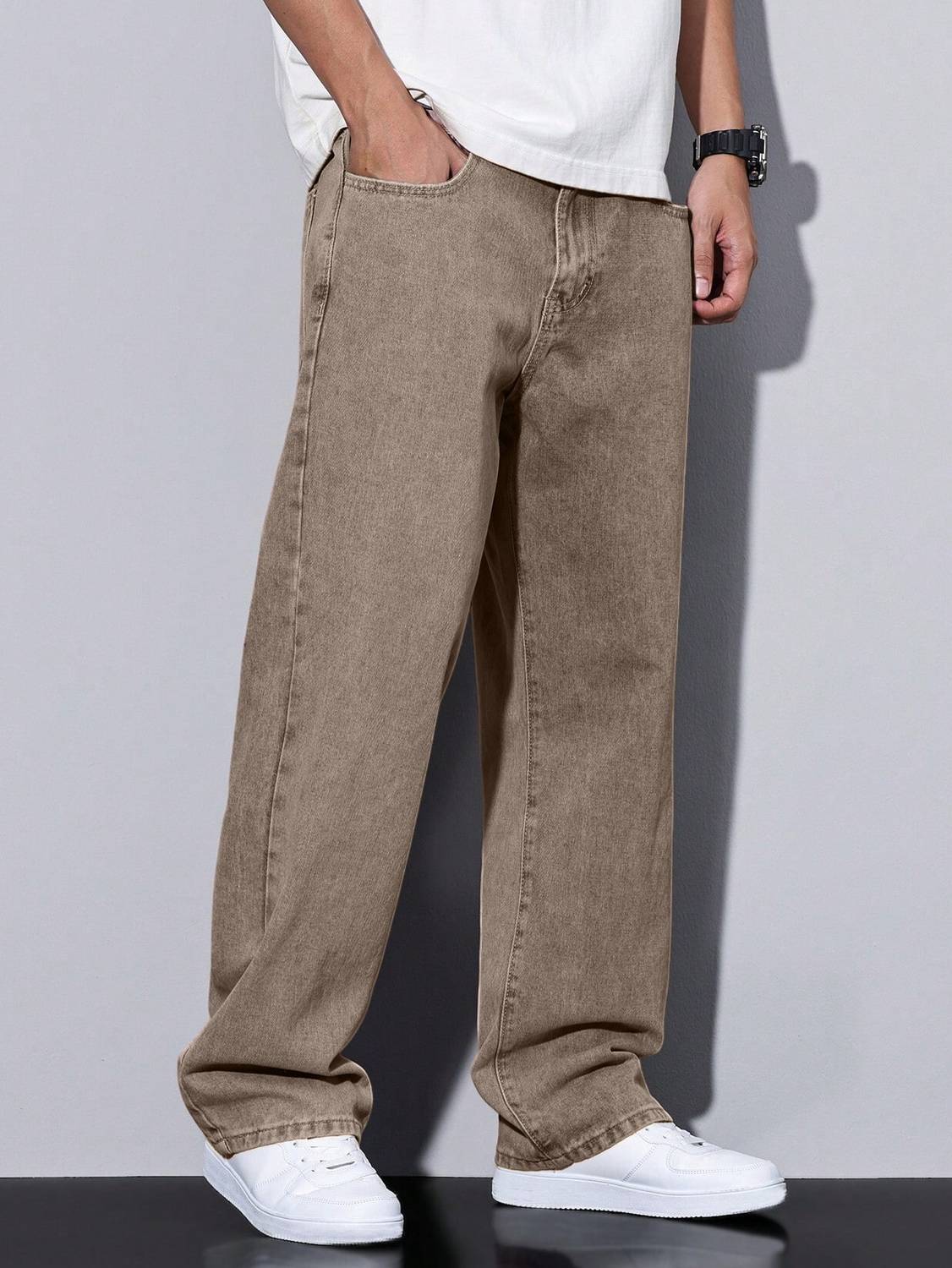 Plus91 Loose Fit Men Brown Jeans - Image 1