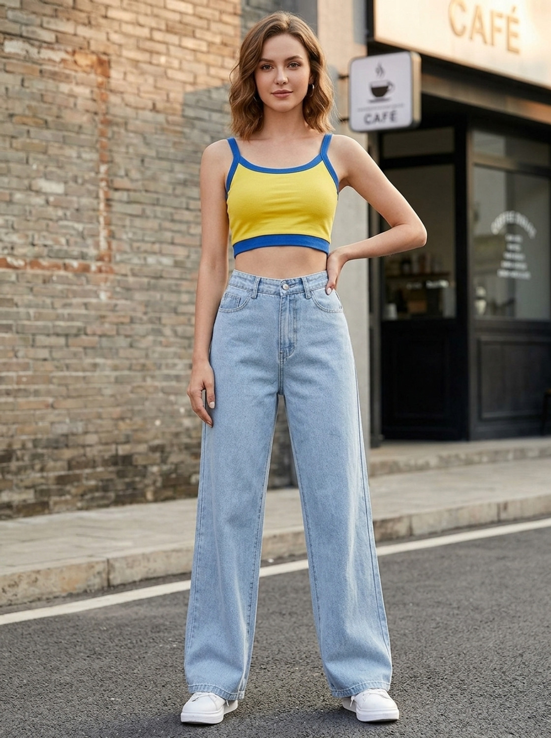 Image of KOTTY Women Flared High Rise Blue Jeans