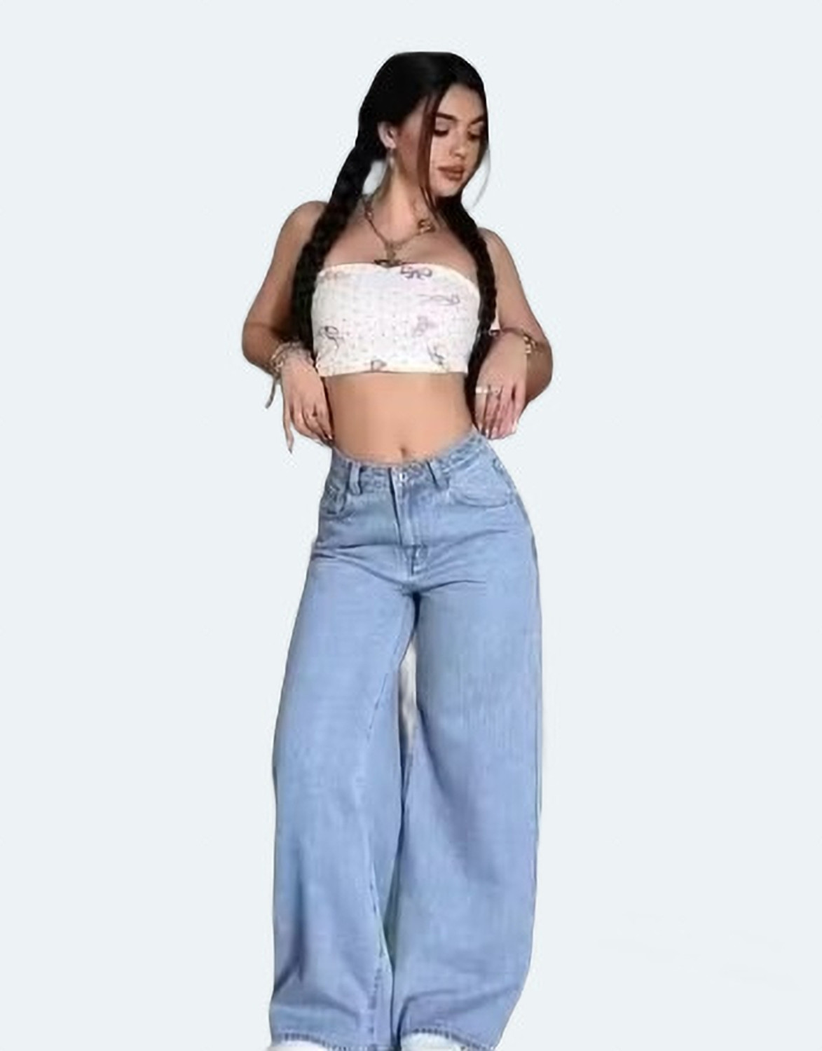 Image of Dollfashion Loose Fit Women Blue Jeans