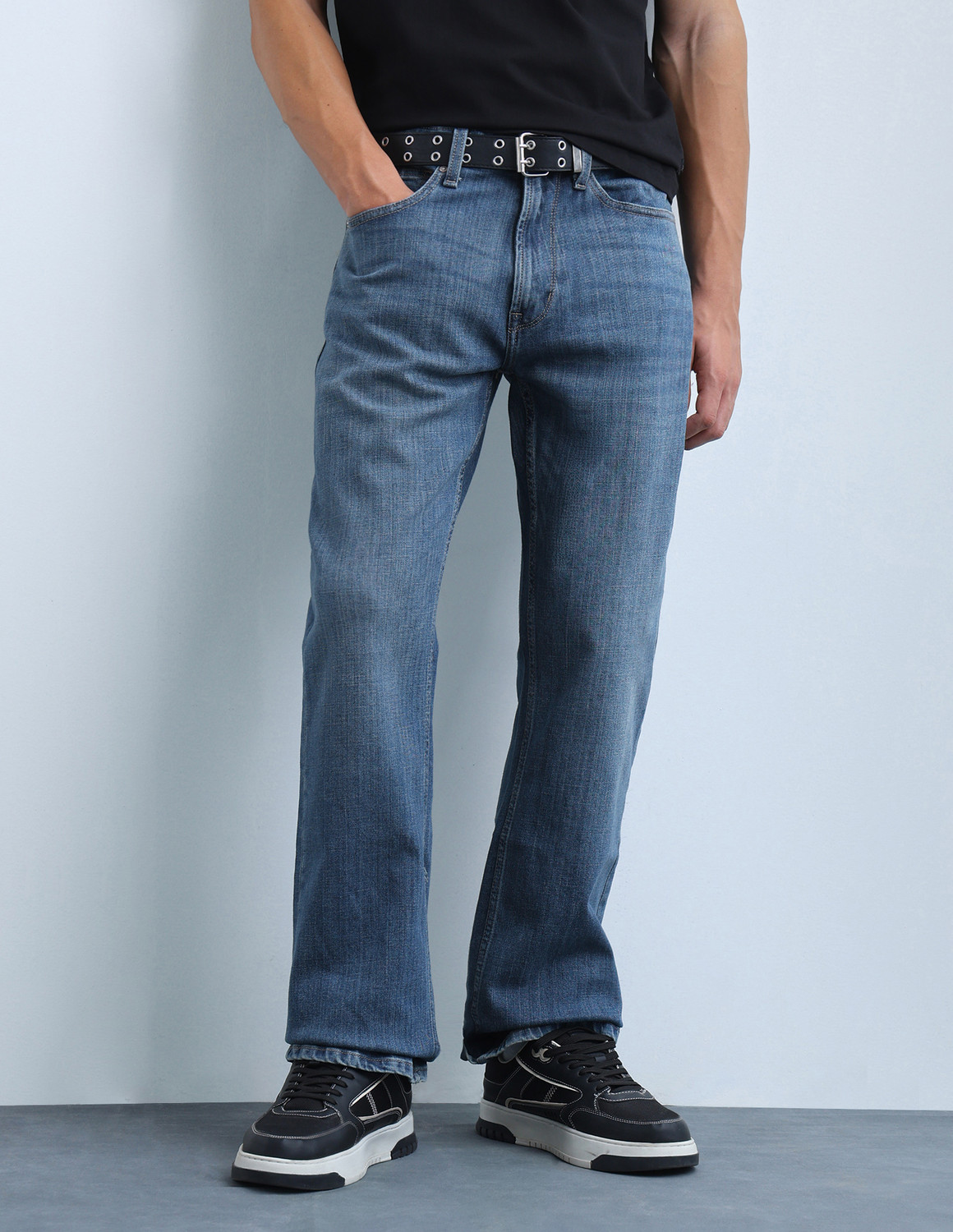 Image of FLYING MACHINE Boot-Leg Men Blue Jeans