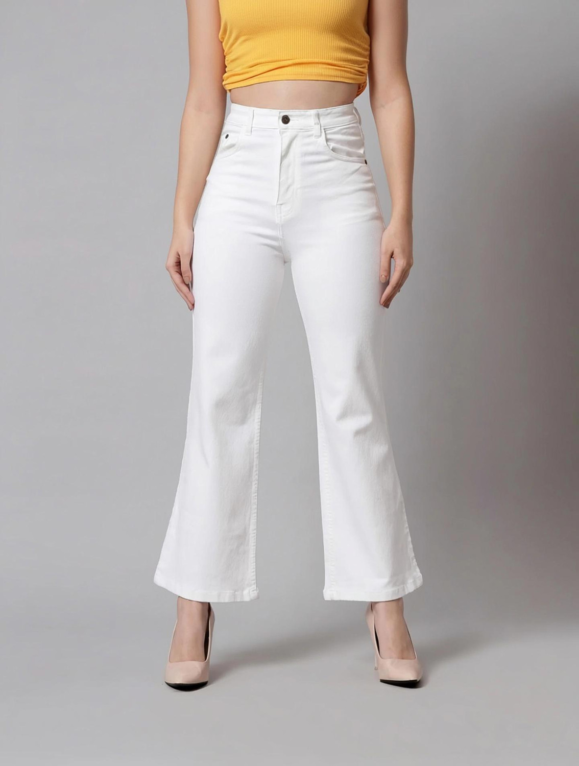 Image of GUTI Flared Women White Jeans