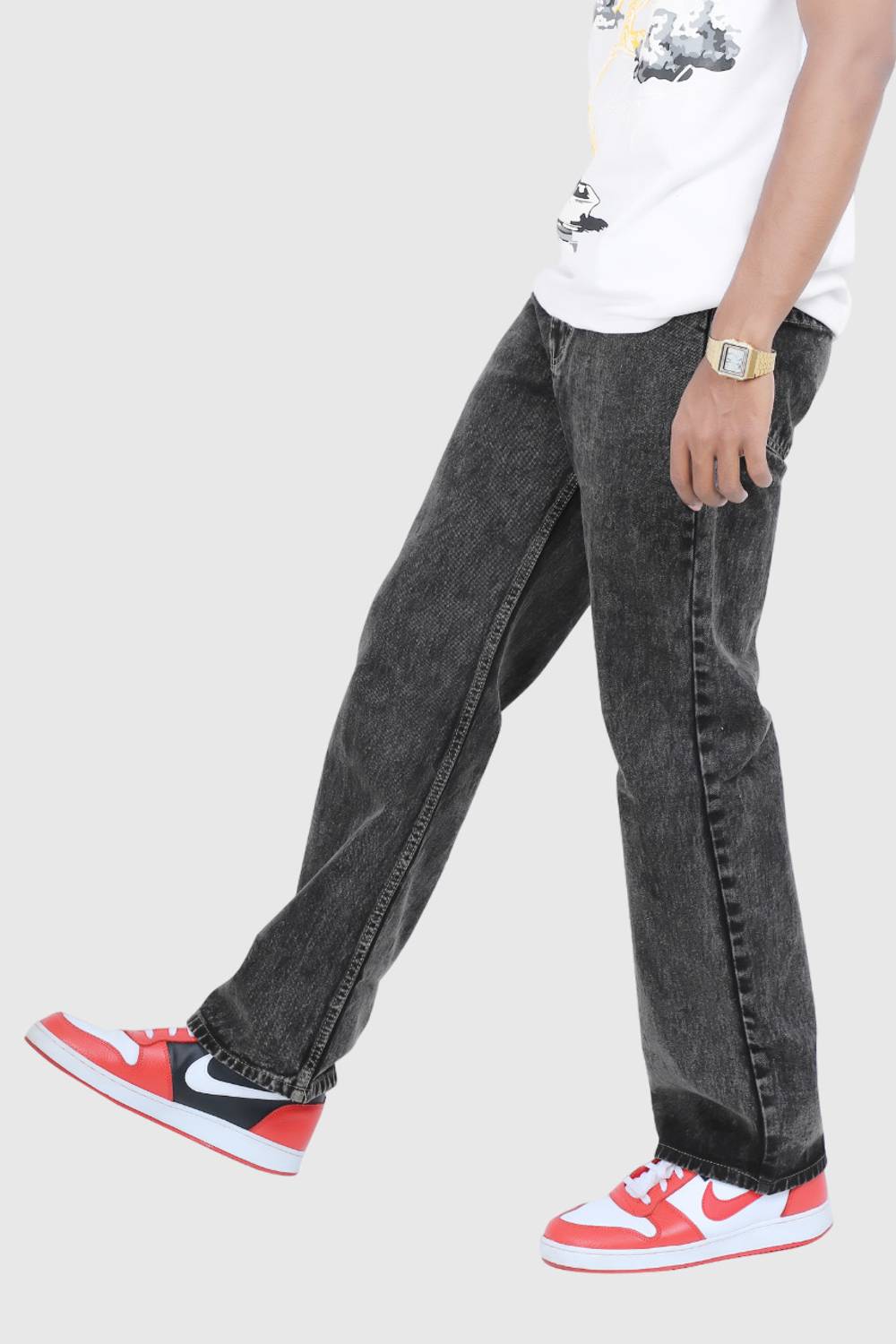 HouseOfCommon Relaxed Fit Men Black Jeans - Image 1