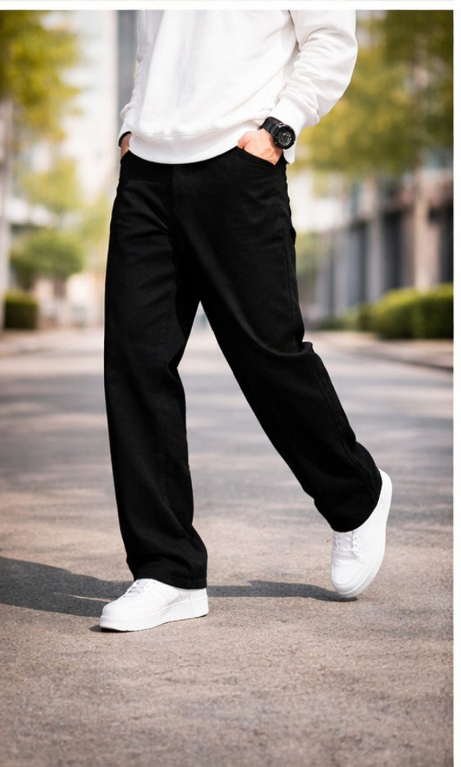 Image of HIGH DENIM Straight Fit Men Black Jeans