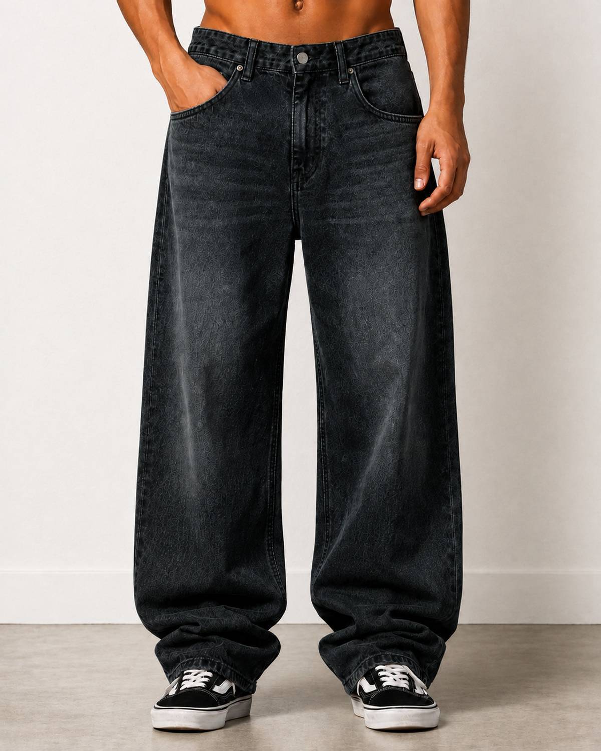 sanedi Baggy Fit Men Black Jeans - Image 1