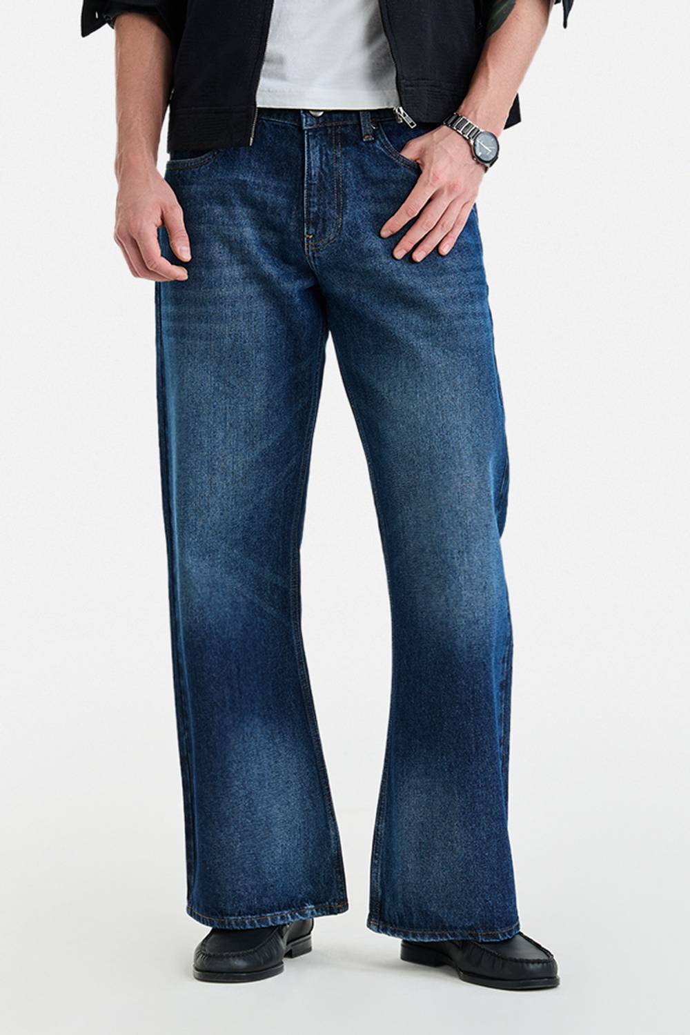 Snitch Flared Men Dark Blue Jeans