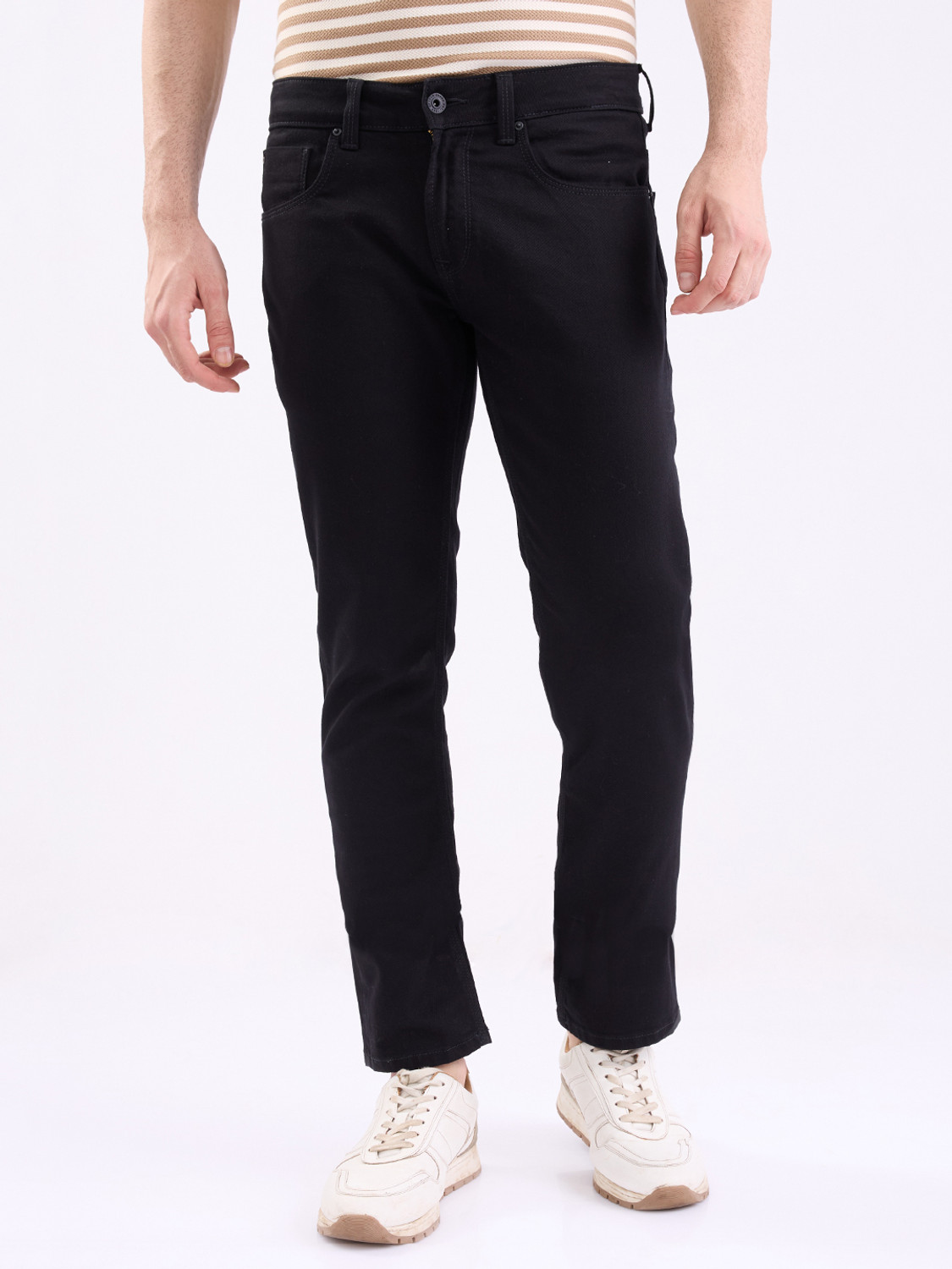 Image of Spykar Men Slim Low Rise Black Jeans