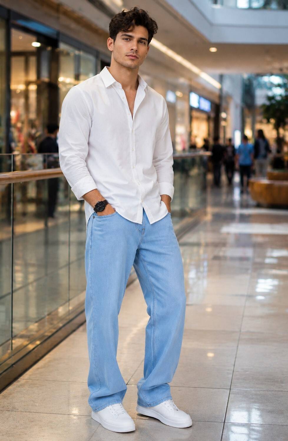 DENIM LOOK Loose Fit Men Light Blue Jeans - Image 5