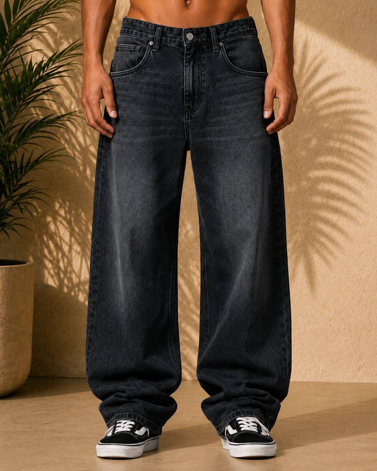 sanedi Baggy Fit Men Black Jeans