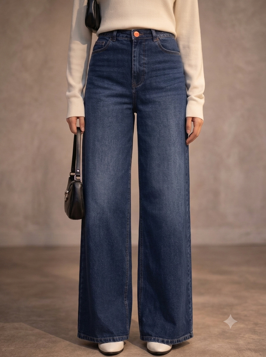 Image of MERCEL Women Loose Fit High Rise Dark Blue Jeans