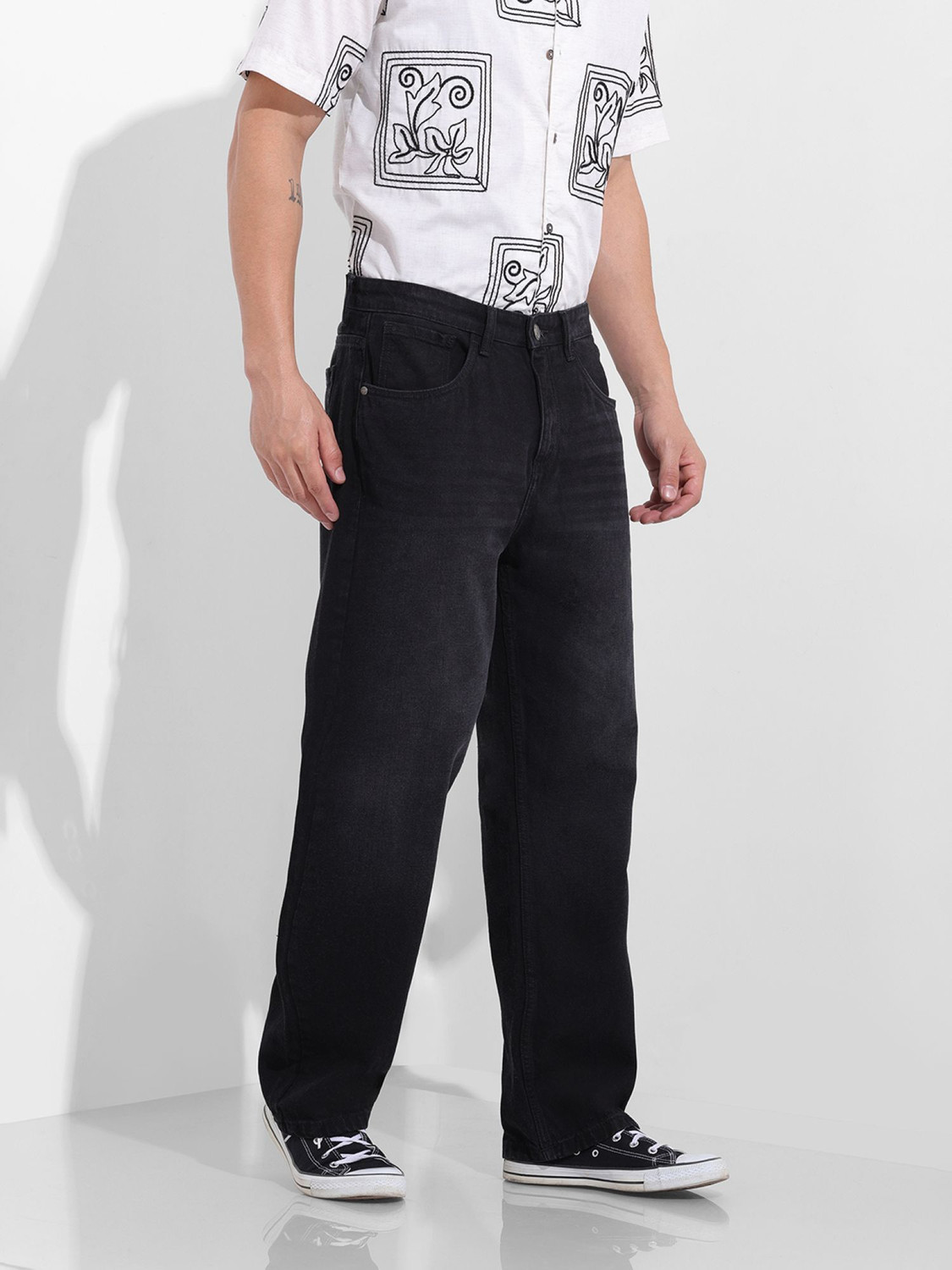 Image of The Indian Garage Co. Relaxed Fit Men Black Jeans