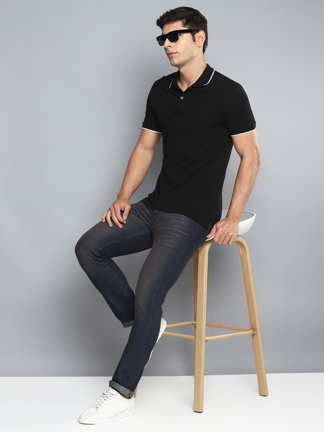 Image of Allen Cooper Slim Men Dark Blue Jeans