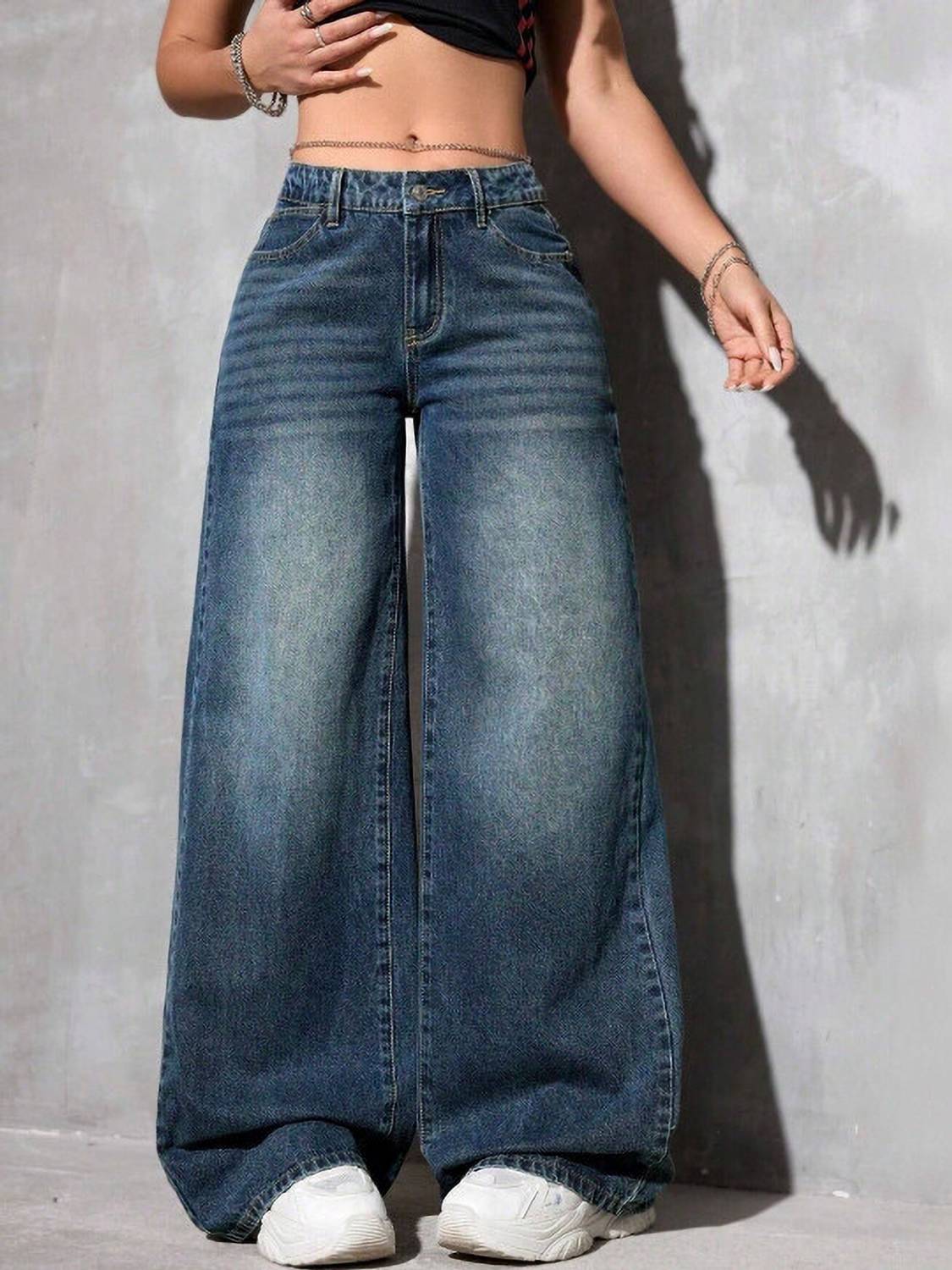 TYFFYN Wide Leg Blue Jeans for Women - Image 1