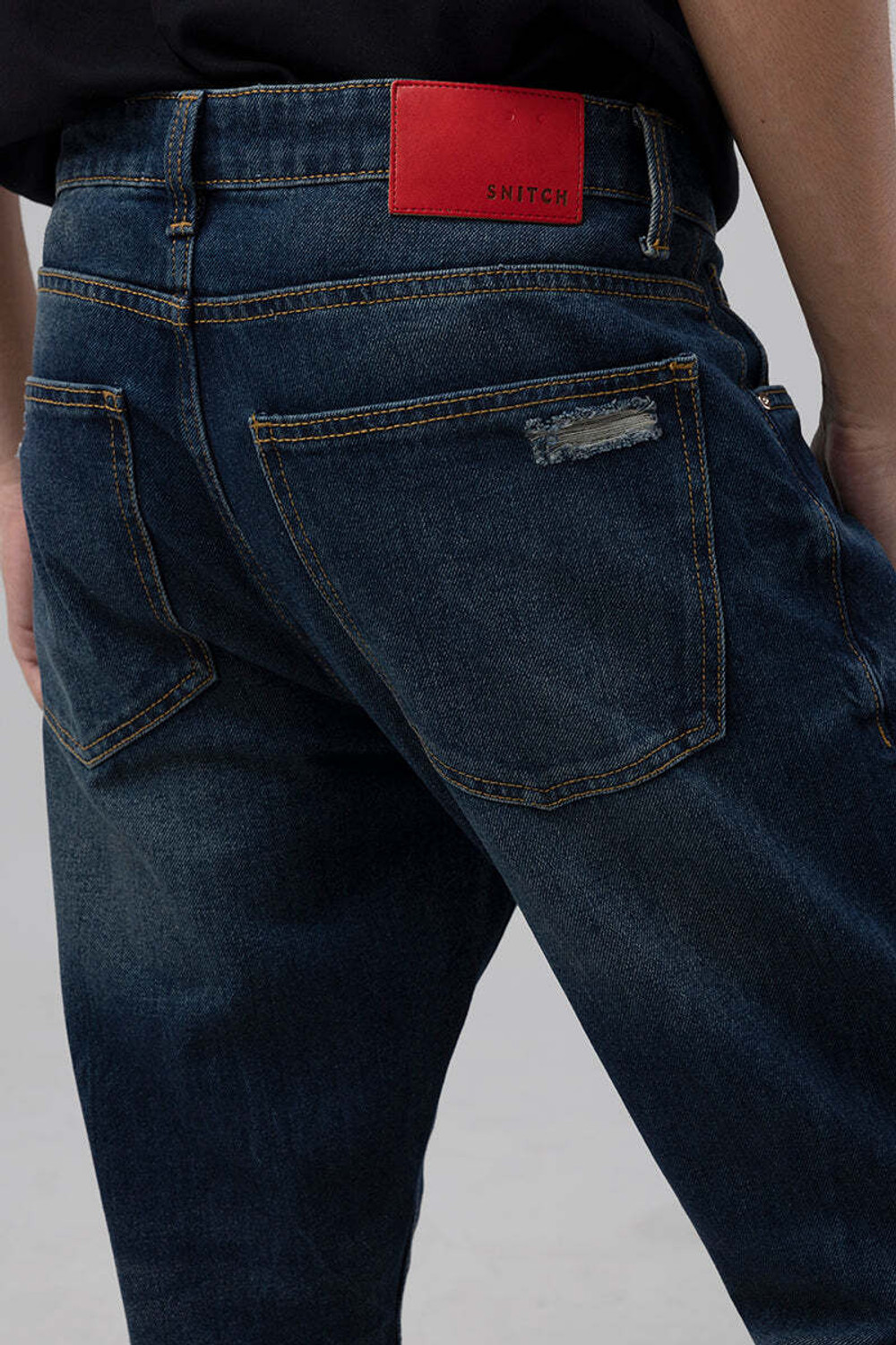 Image of Snitch Relaxed Fit Men Dark Blue Jeans