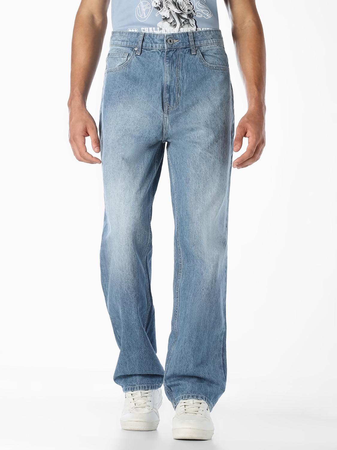 Image of JACK & JONES Men Loose Fit Low Rise Light Blue Jeans
