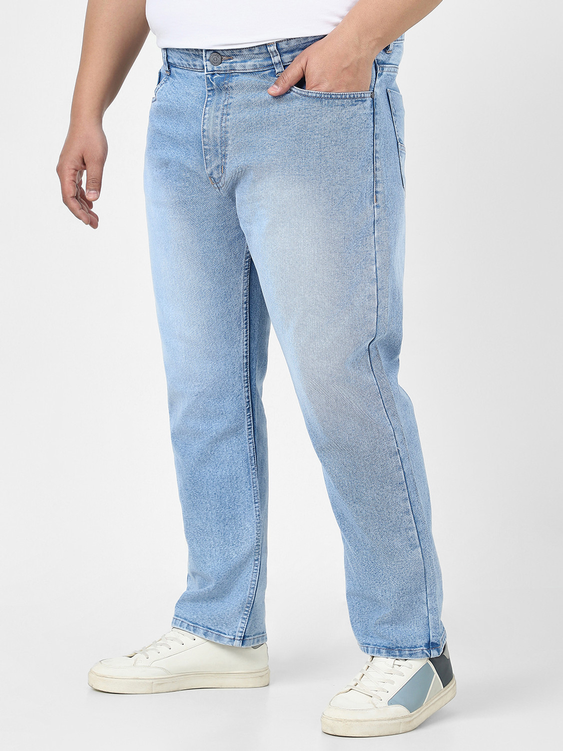 Image of Urbano Plus Straight Fit Men Light Blue Jeans