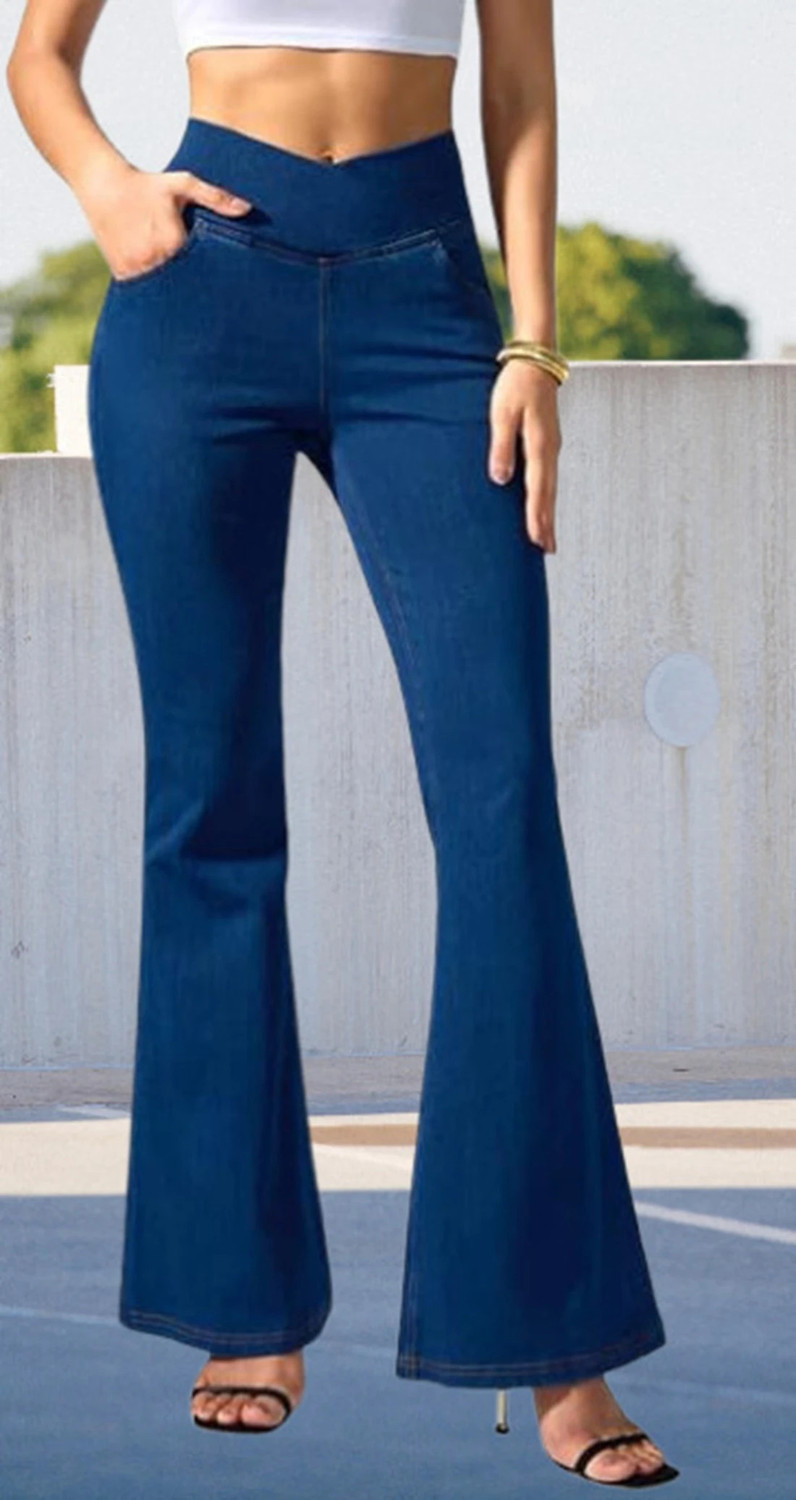 Image of GLOBENAUT Flared Women Blue Jeans
