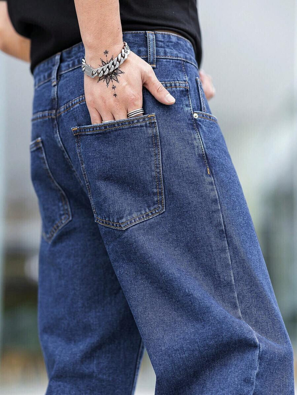 Image of Moda Pride Loose Fit Men Dark Blue Jeans