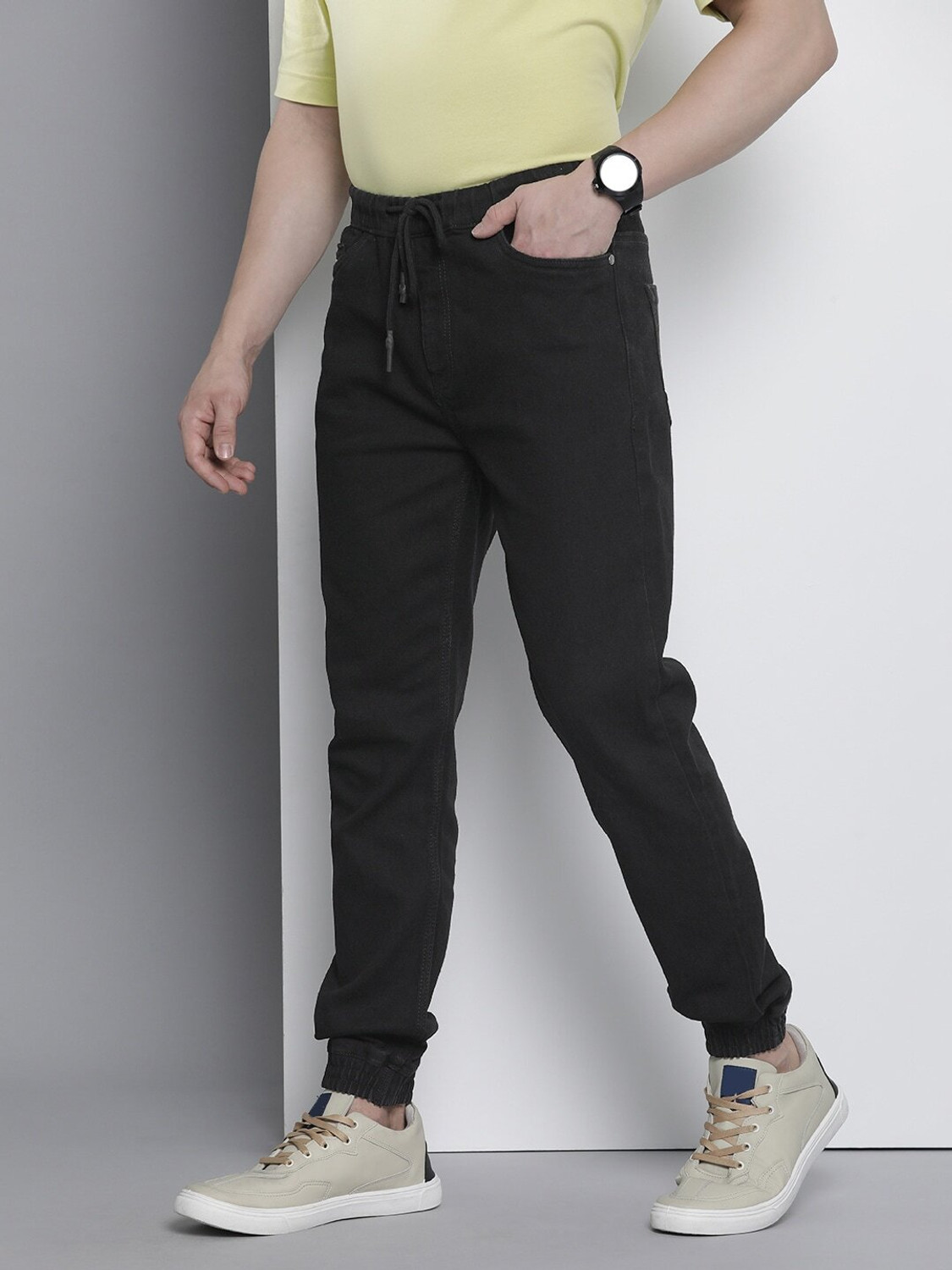 Image of The Indian Garage Co. Jogger Fit Men Black Jeans