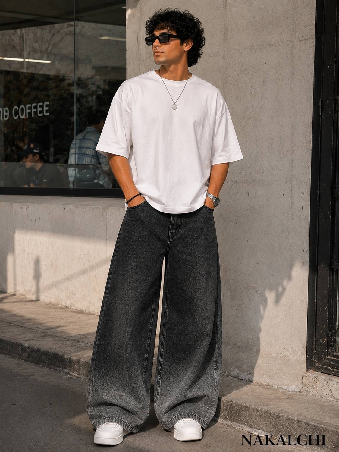 Nakalchi Wide Leg Men Black, Grey Jeans - Image 4
