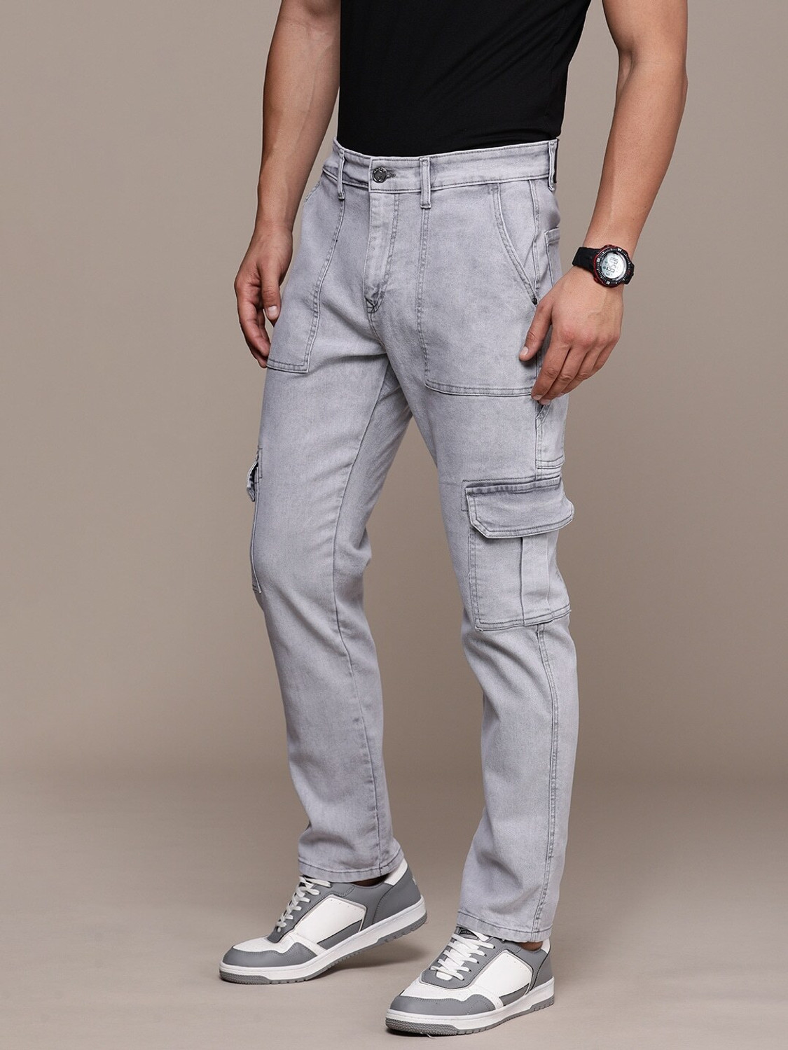 Image of WROGN Regular Men Grey Jeans