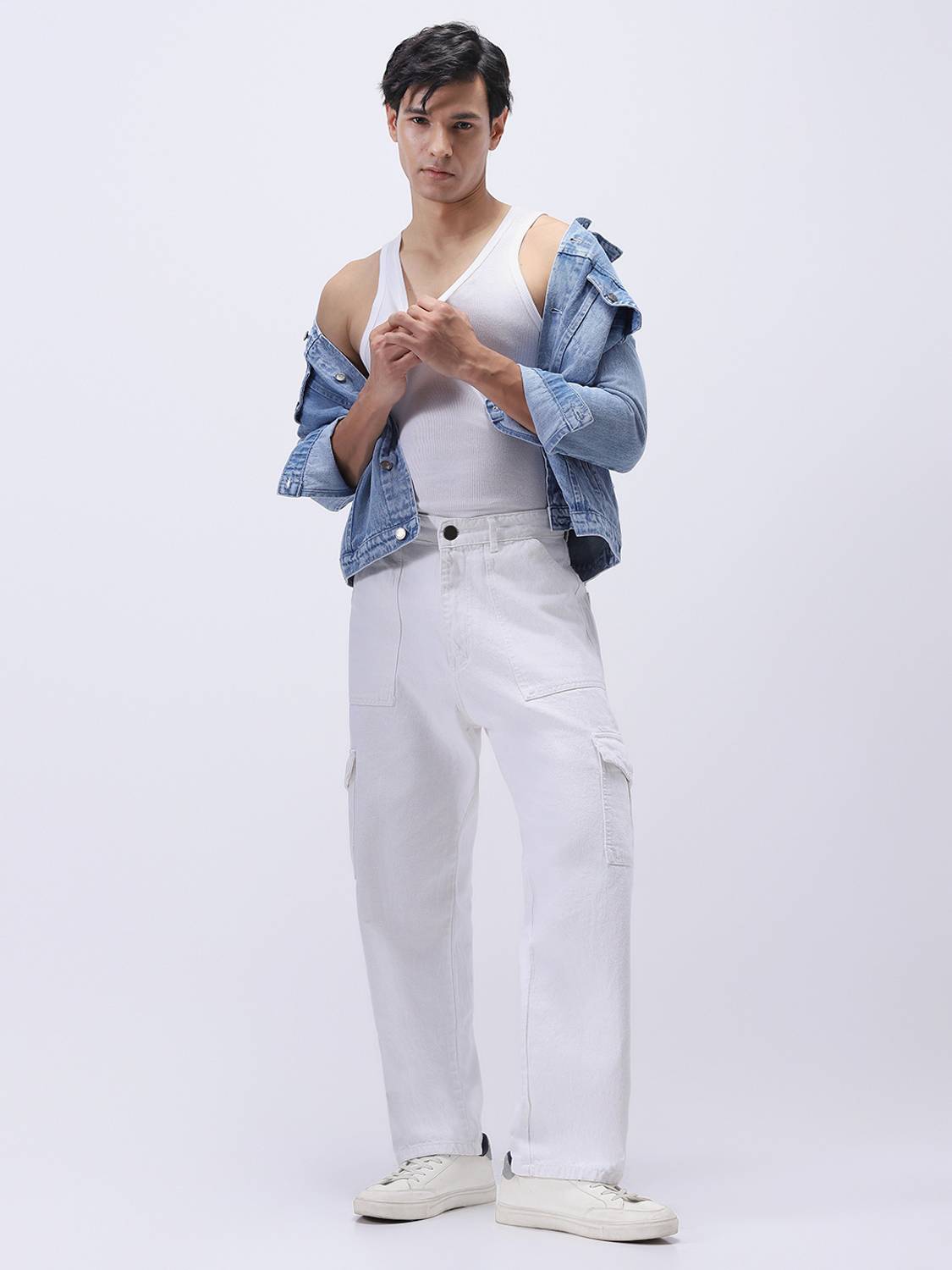 Urbano Fashion Loose Fit White Jeans - Image 4