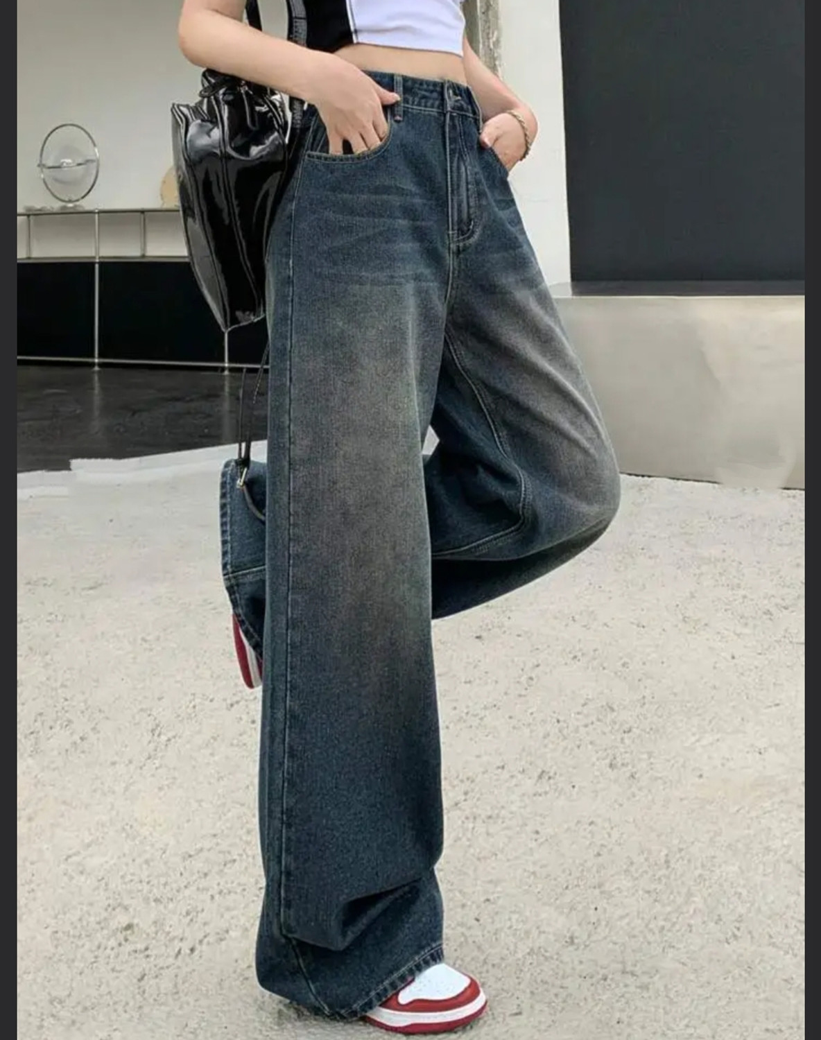 Image of RUNISHA Loose Fit Women Blue, Green, Dark Blue Jeans