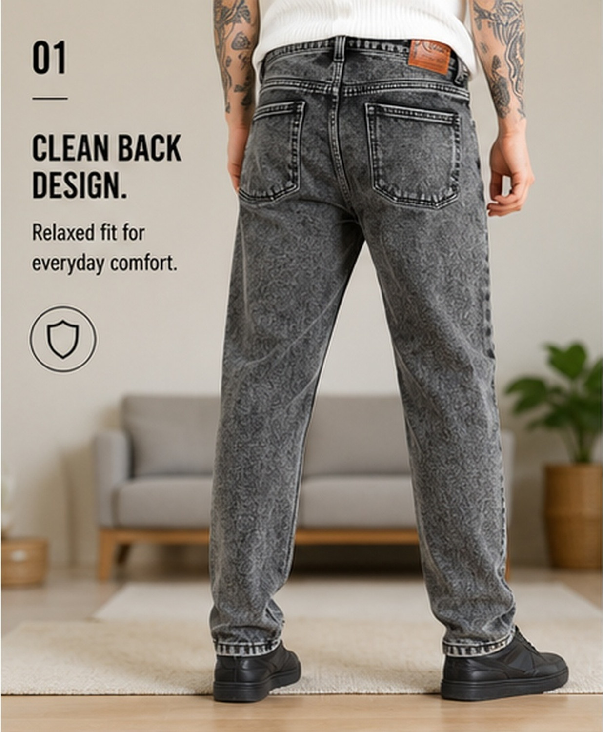 Image of USD Mom Fit Men Grey Jeans