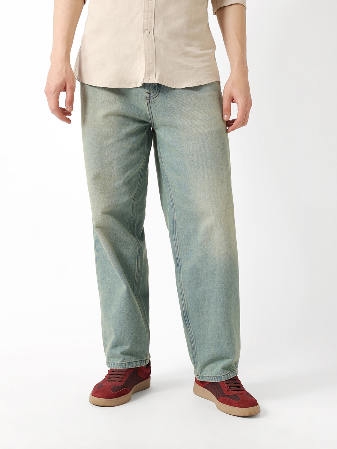 Image of THE BEAR HOUSE Baggy Fit Men Blue Jeans