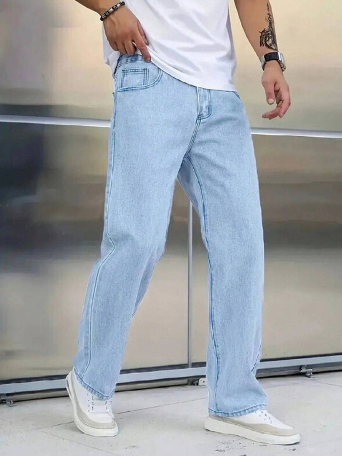 Sobbers Straight Fit Men Light Blue Jeans - Image 5