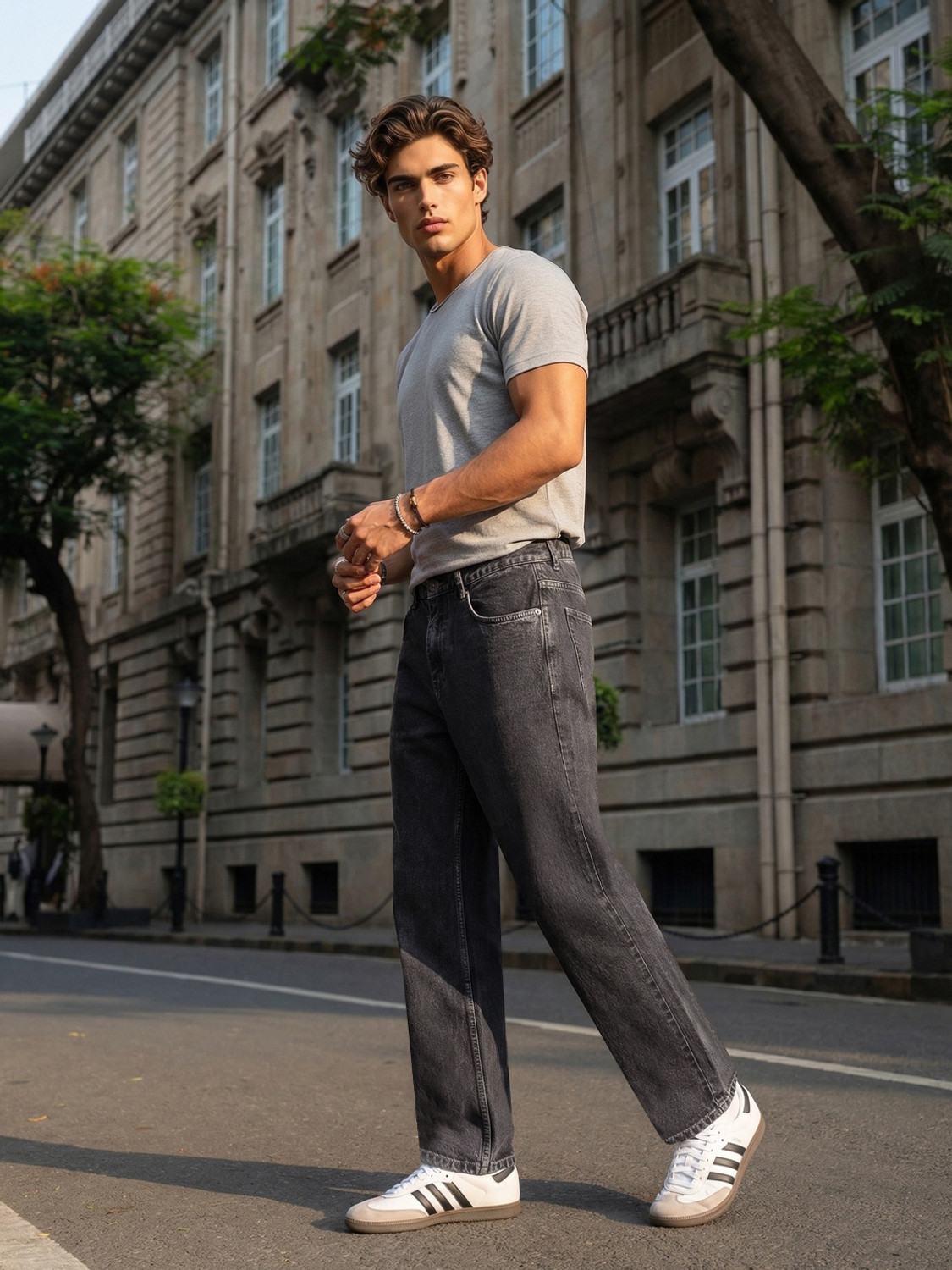 Image of Urbano Fashion Relaxed Fit Men Grey Jeans