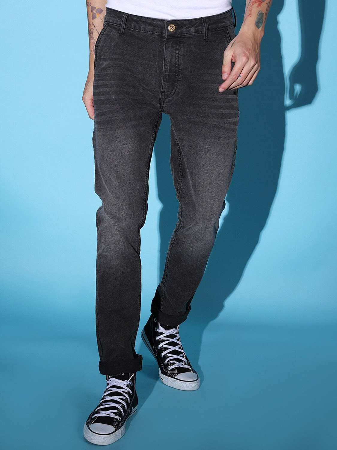 Image of The Indian Garage Co. Slim Men Grey Jeans