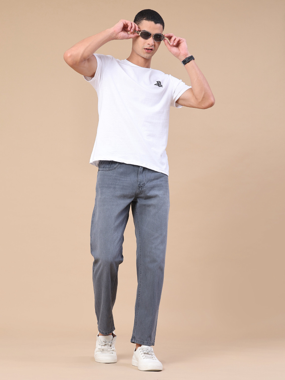 Image of V-MART Baggy Fit Men Grey Jeans