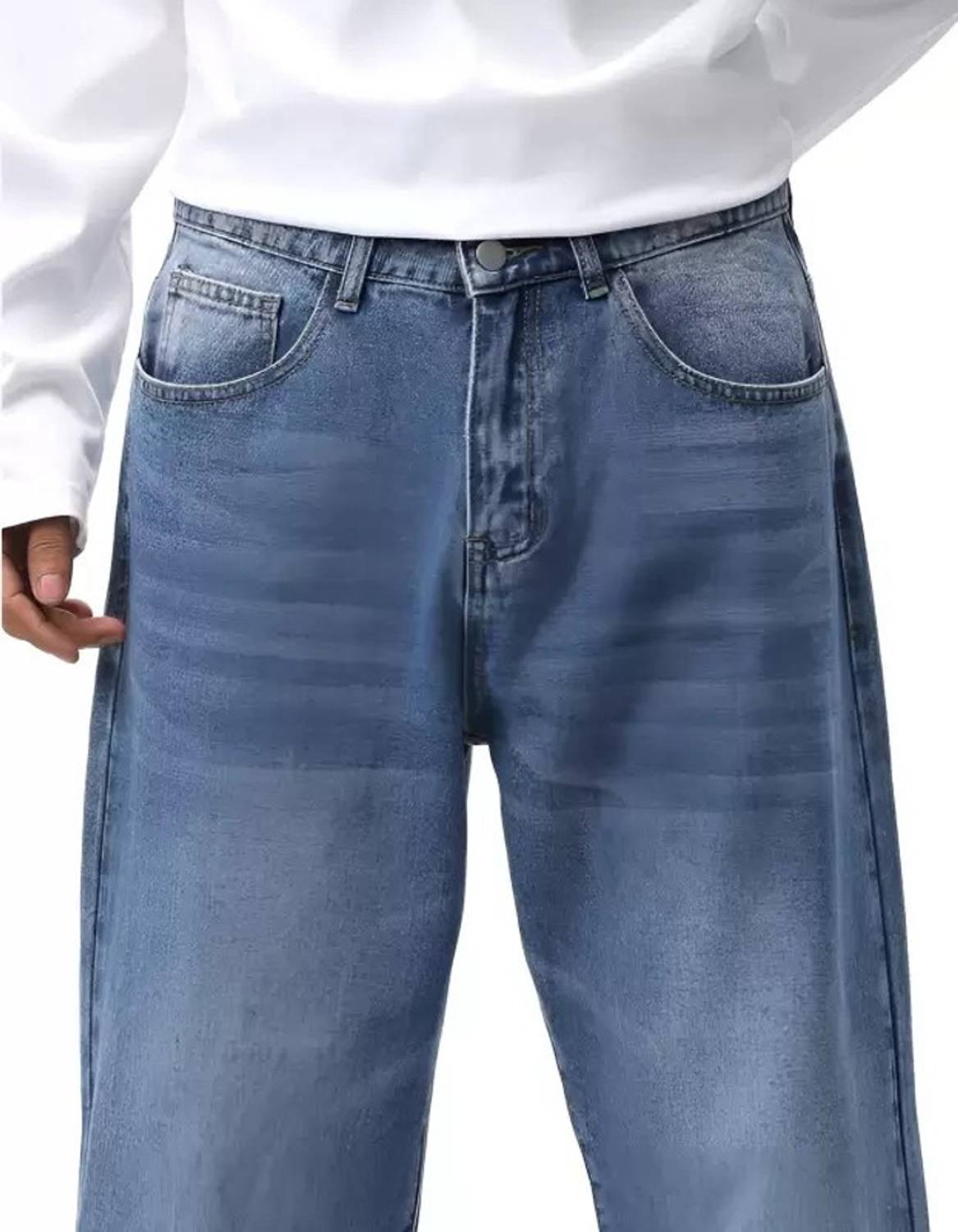 DENIM FIT Loose Fit Men Light Blue Jeans - Image 5