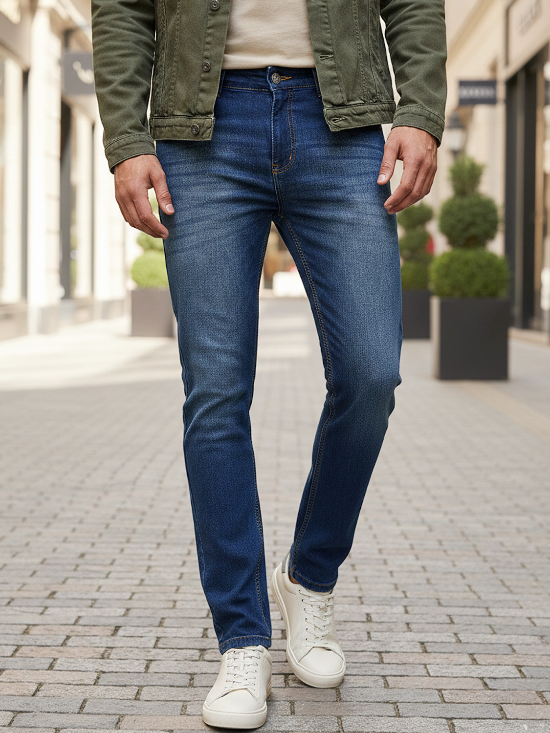 Image of Urbano Fashion Slim Men Dark Blue Jeans