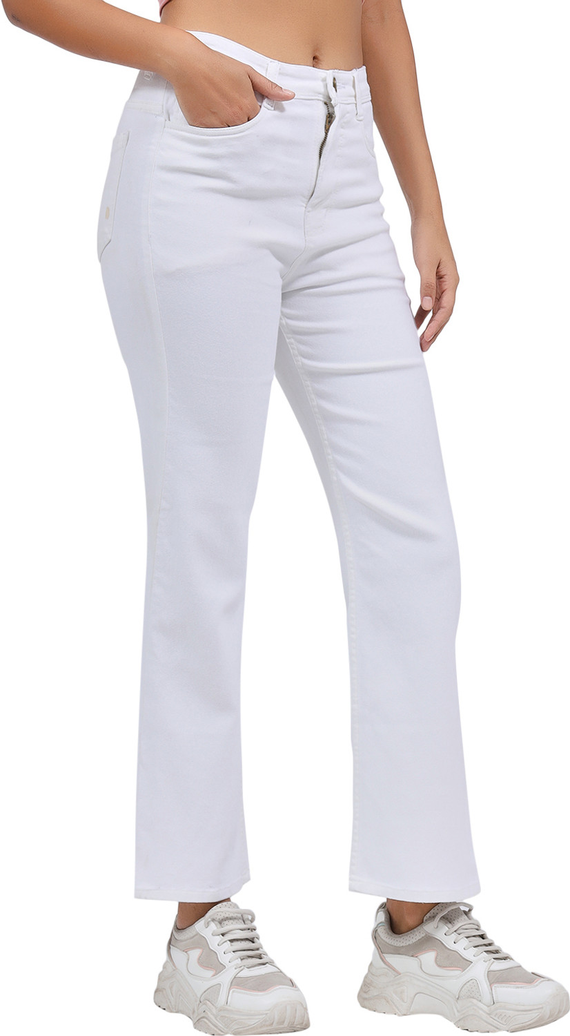Image of 3BUTTERFLIES Boyfriend Women White Jeans