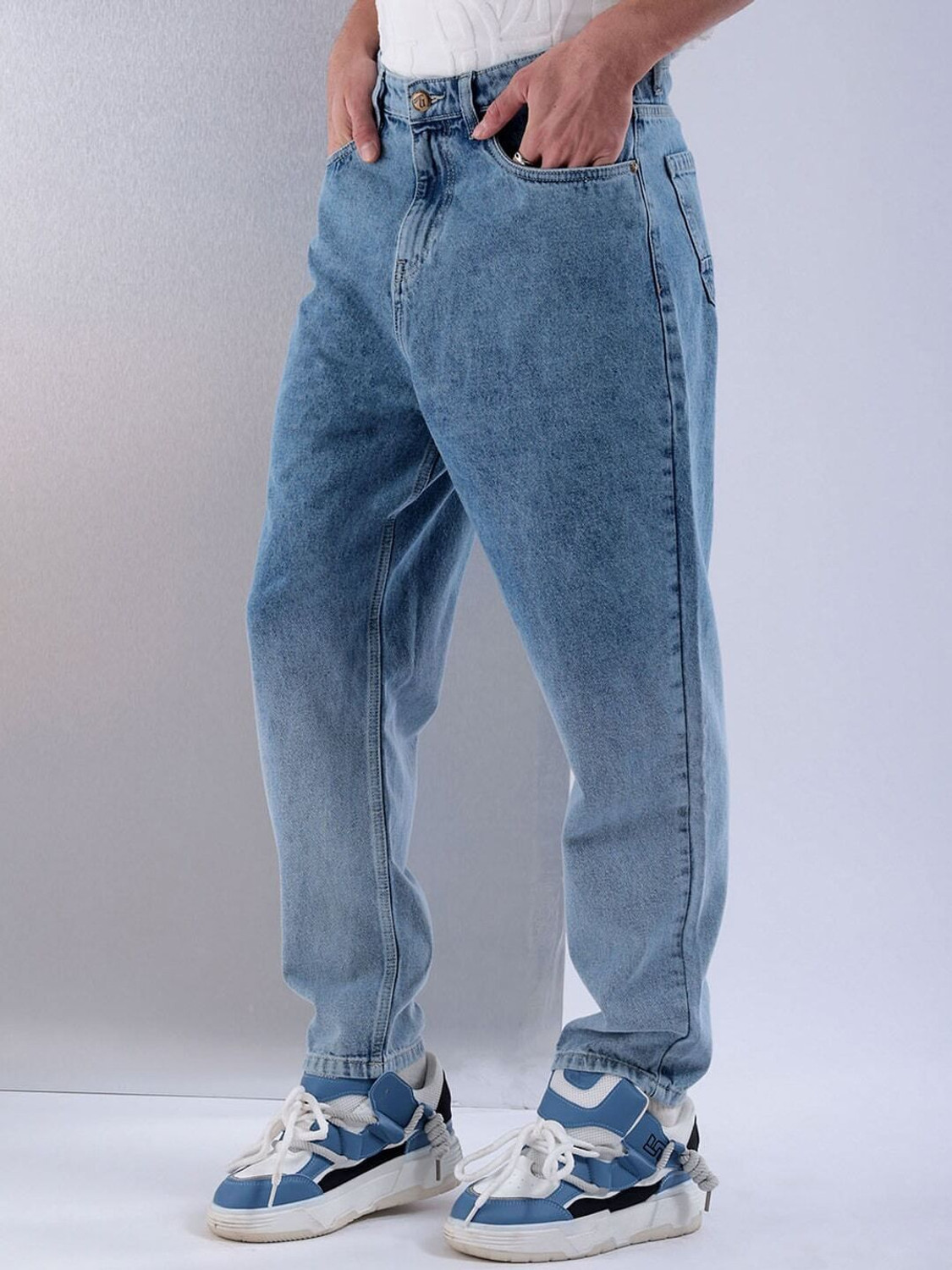 Image of The Indian Garage Co. Tapered Fit Men Blue Jeans