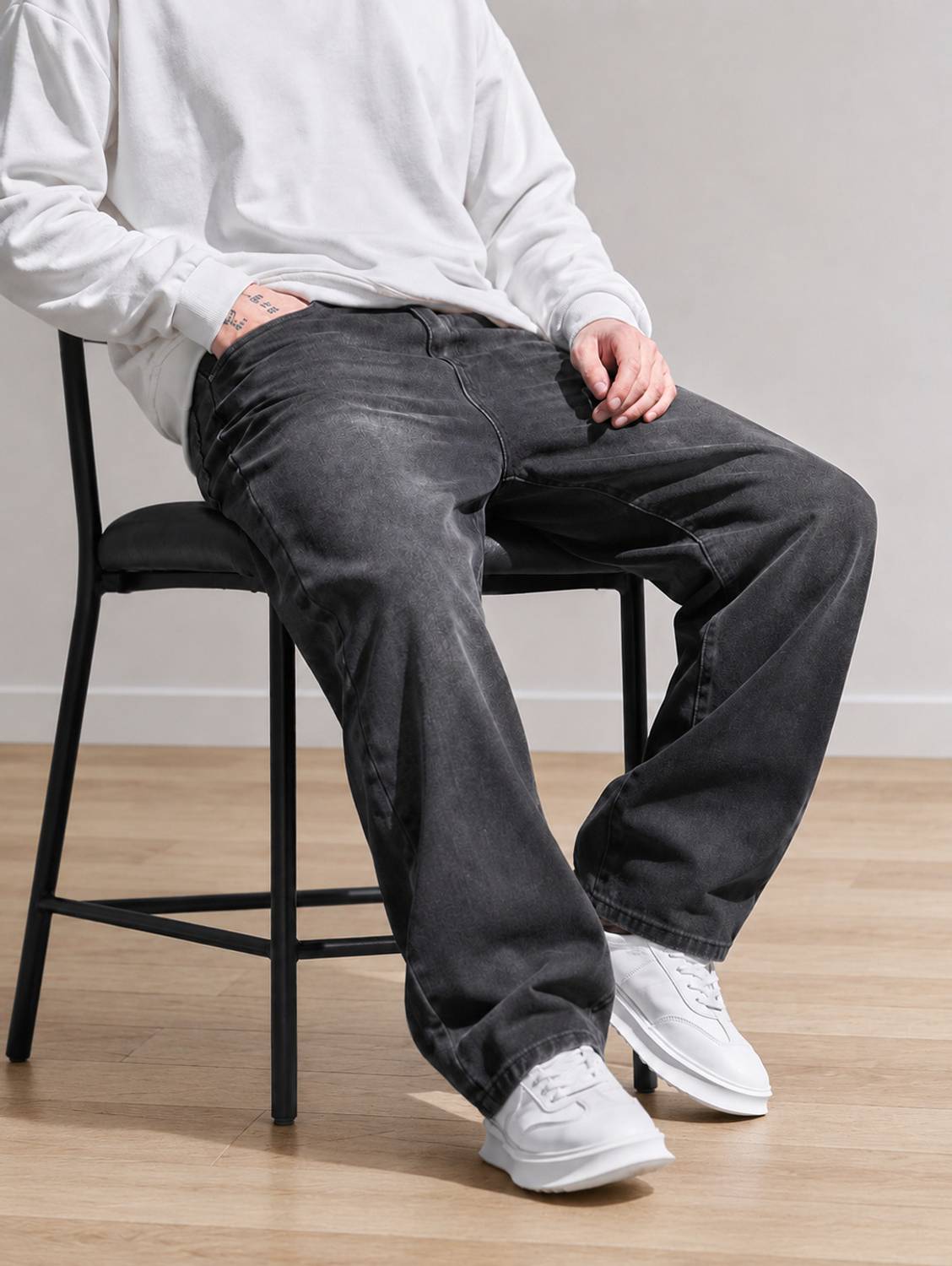 DENMORA Loose Fit Men Dark Grey Jeans - Image 1