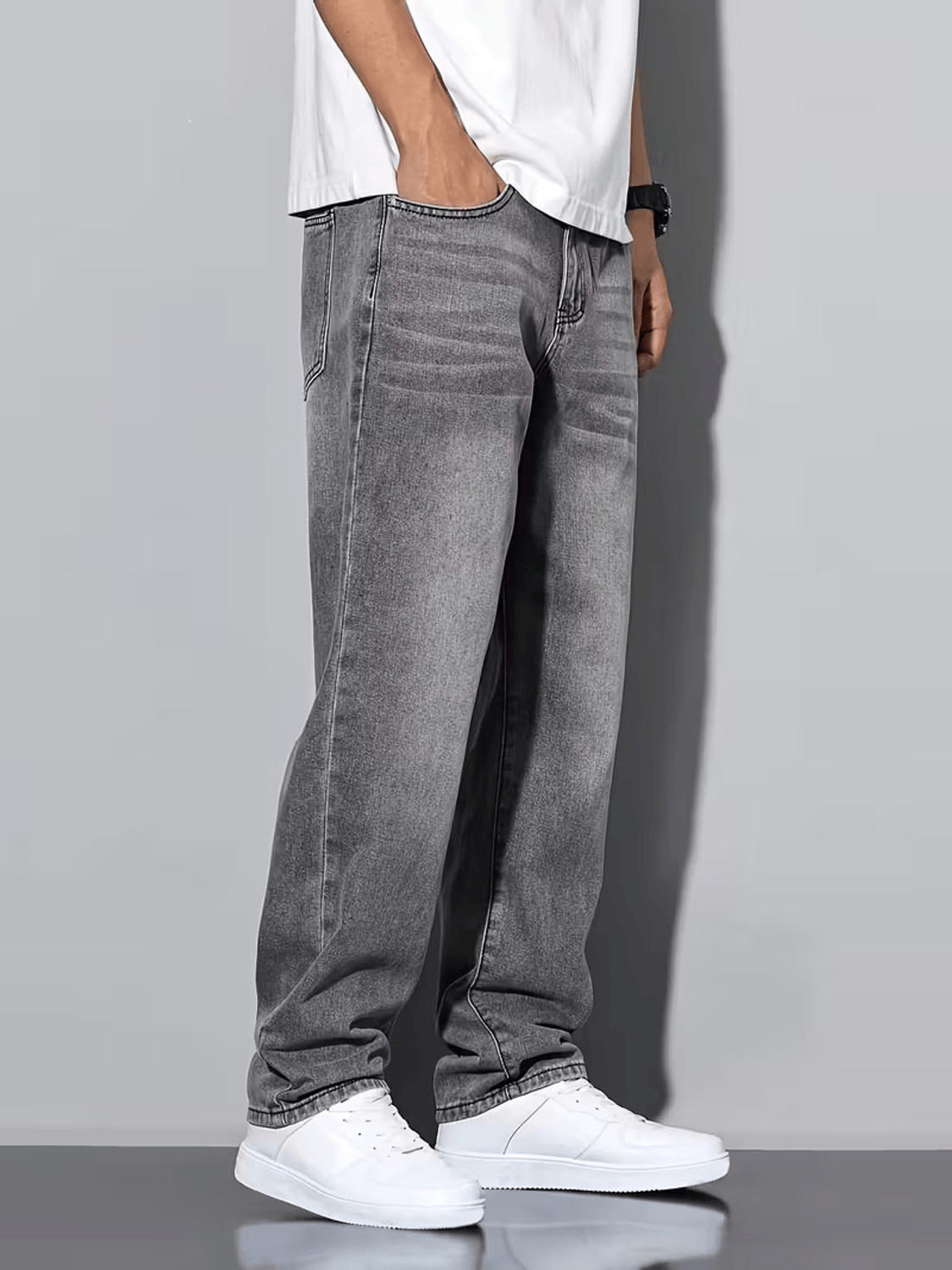 Image of JAARA Straight Fit Men Grey Jeans