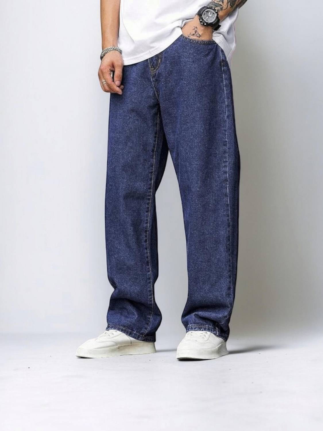 AzureAttire Loose Fit Men Blue Jeans