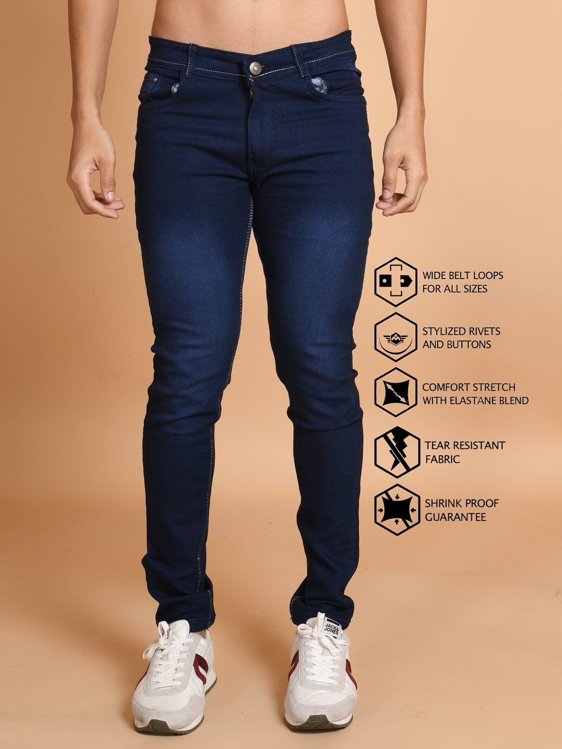 Image of Lzard Slim Men Dark Blue Jeans