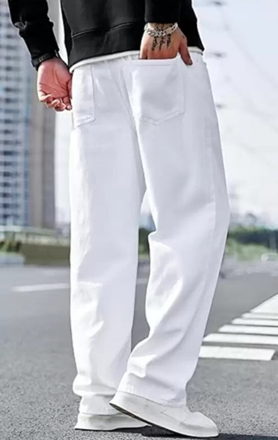 Image of Star4well Loose Fit Men White Jeans