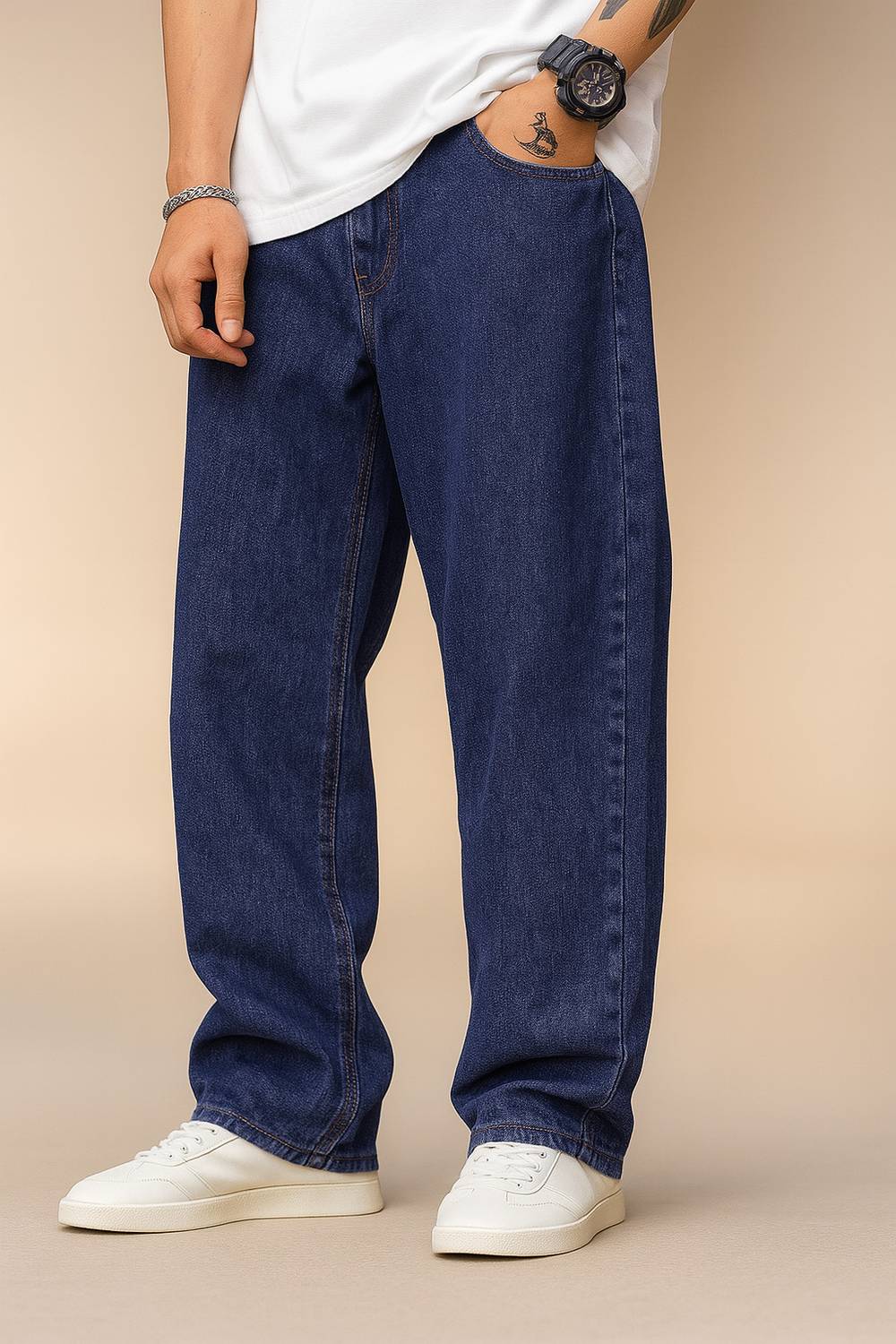 ANGERHOOD Loose Fit Men Dark Blue Jeans
